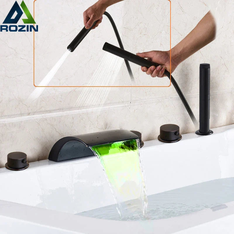 DecorBites™ Black Waterfall LED Bathtub Faucet Set