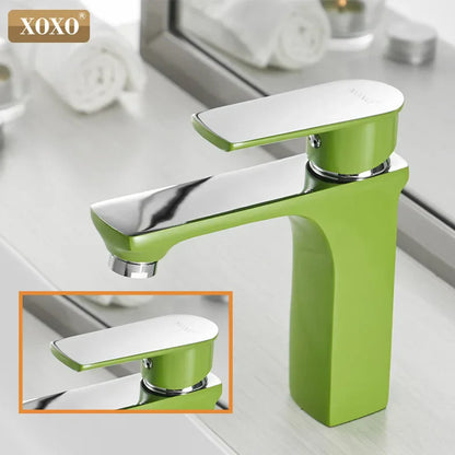 DecorBites™ Green Water Basin Faucet, Single Hole Bathroom Mixer in Fashionable Bronze Style