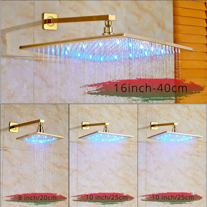 DecorBites™ LED Golden Shower Faucet Set with Single Handle Rainfall Bath Mixer