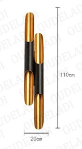 ديكوربايتس™ - مصباح حائط من أنبوب الألومنيوم باللون الأسود الذهبي لغرفة النوم وغرفة المعيشة