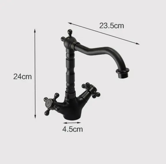DecorBites™ Black Bronze Swan Basin Faucet Dual Cross Handle Deck Mounted Bathroom Mixer