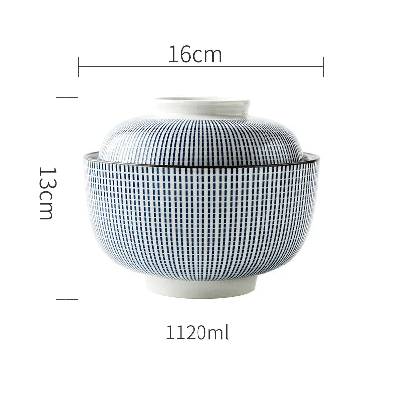 DecorBites™ Japanese Style Ceramic Soup Bowl - Eco-Friendly Under Glazed Tureen