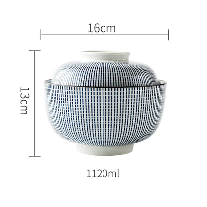 DecorBites™ Japanese Style Ceramic Soup Bowl - Eco-Friendly Under Glazed Tureen