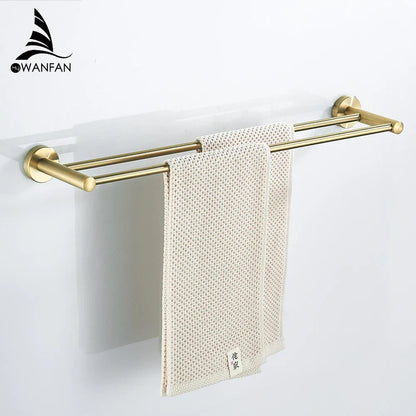DecorBites™ Golden Swan Bath Hardware Set: Towel Rack, Toilet Paper Holder, Tissue Roll Holder