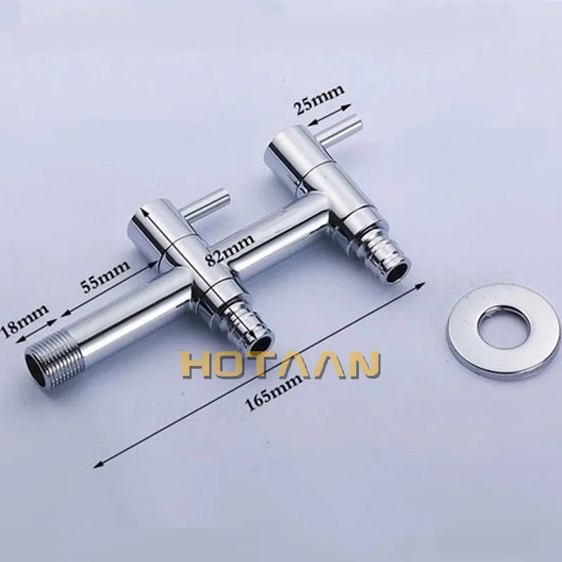 DecorBites™ Brass Dual Hole Garden Faucet Bib-cock for Washing Machine, Toilet, and Garden