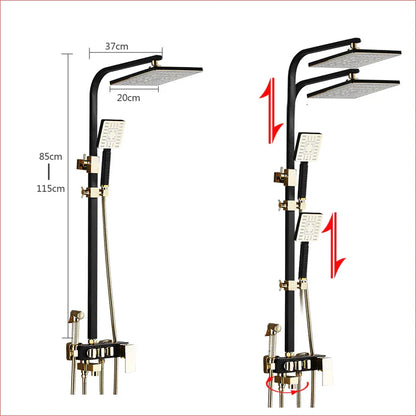 مجموعة صنبور دش بيديه باللون الأسود الذهبي من ديكوربايتس™ مع خلاط دش يدوي