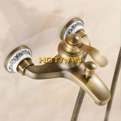 DecorBites™ Antique Brass Hand Held Shower Head Kit for Wall Mounted Bathtub - YT-5340-B