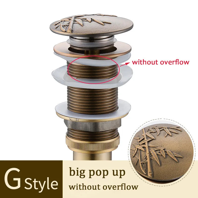 DecorBites™ Brass Bathroom Sink Pop Up Drain for Lavatory Basin - HJ-0618F