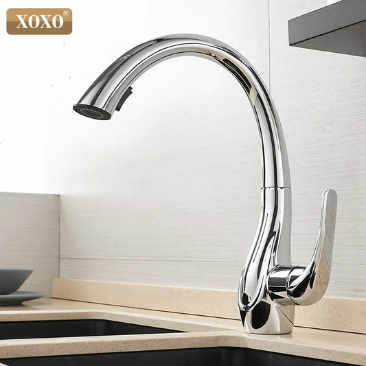 DecorBites™ Golden Pull Out Kitchen Faucet Single Handle 360° Water Mixer Tap