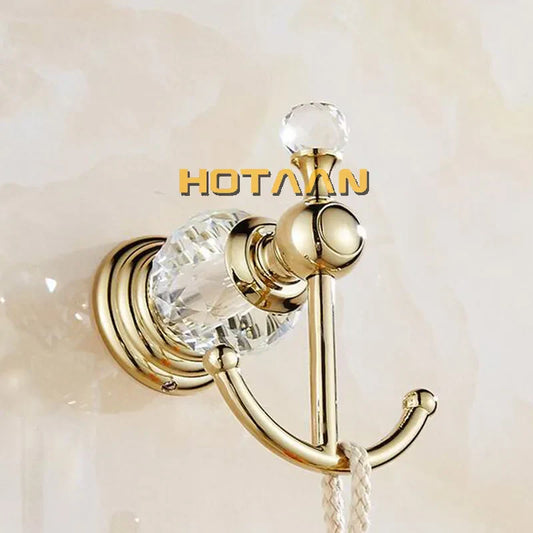 DecorBites™ Gold Crystal Robe Hook Towel Rack for Elegant Bathroom Decor