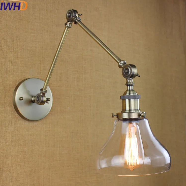 Lámpara de pared de brazo oscilante de vidrio Decorbites™ para estilo retro vintage industrial
