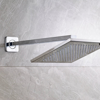 رأس دش مطري LED مربع من النحاس من DecorBites™ مقاس 8 بوصات مع ذراع تثبيت على الحائط