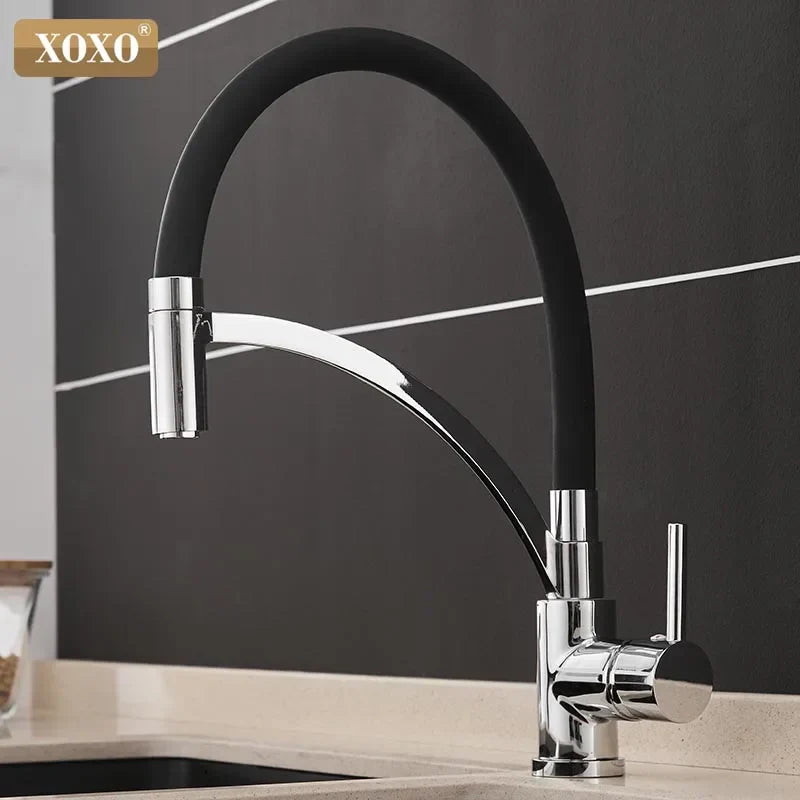 DecorBites™ Black Chrome Kitchen Tap Faucet Pull Down Mixer for Sink.