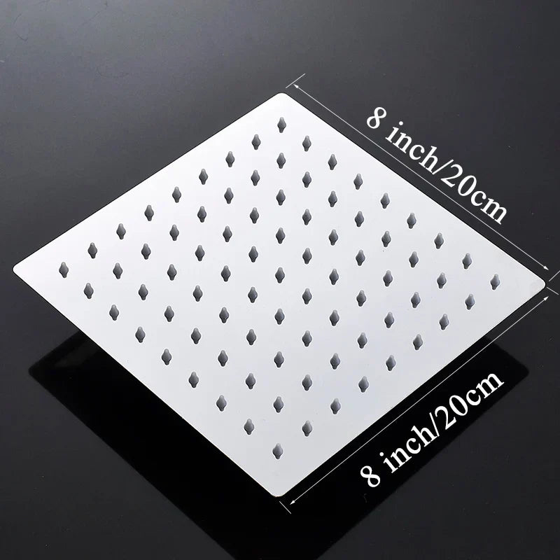 DecorBites™ 12-Inch Stainless Steel Square Rainfall Shower Head - Chrome Luxury Bathroom Fixture