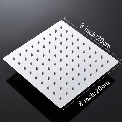 DecorBites™ 12-Inch Stainless Steel Square Rainfall Shower Head - Chrome Luxury Bathroom Fixture