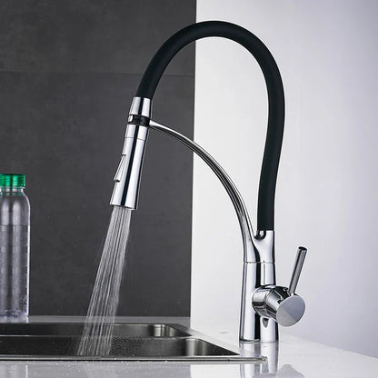 DecorBites™ LED Kitchen Faucet with Rubber Design and Single Handle Pull Down