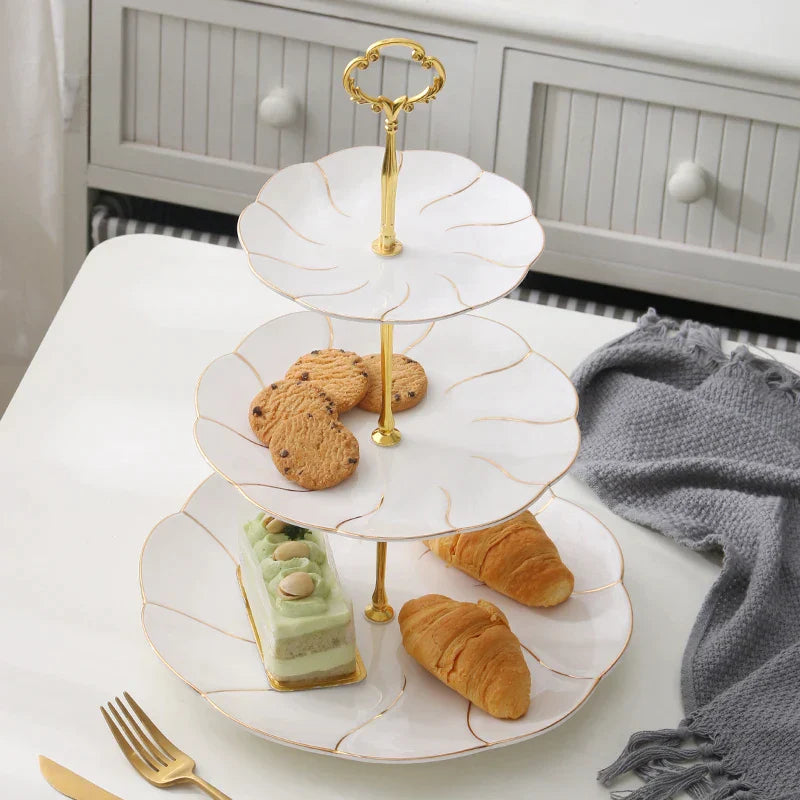 Platos de fruta de hueso de porcelana con incrustación de oro Decorbites™ para aperitivos, pasteles y dulces