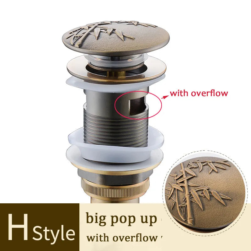 DecorBites™ Brass Bathroom Sink Pop Up Drain for Lavatory Basin - HJ-0618F