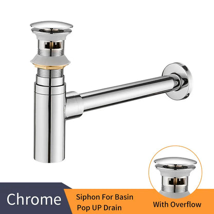 DecorBites™ Brass Round Bottle Trap Oil Rubbed Bronze Black Siphon for Bathroom Vanity