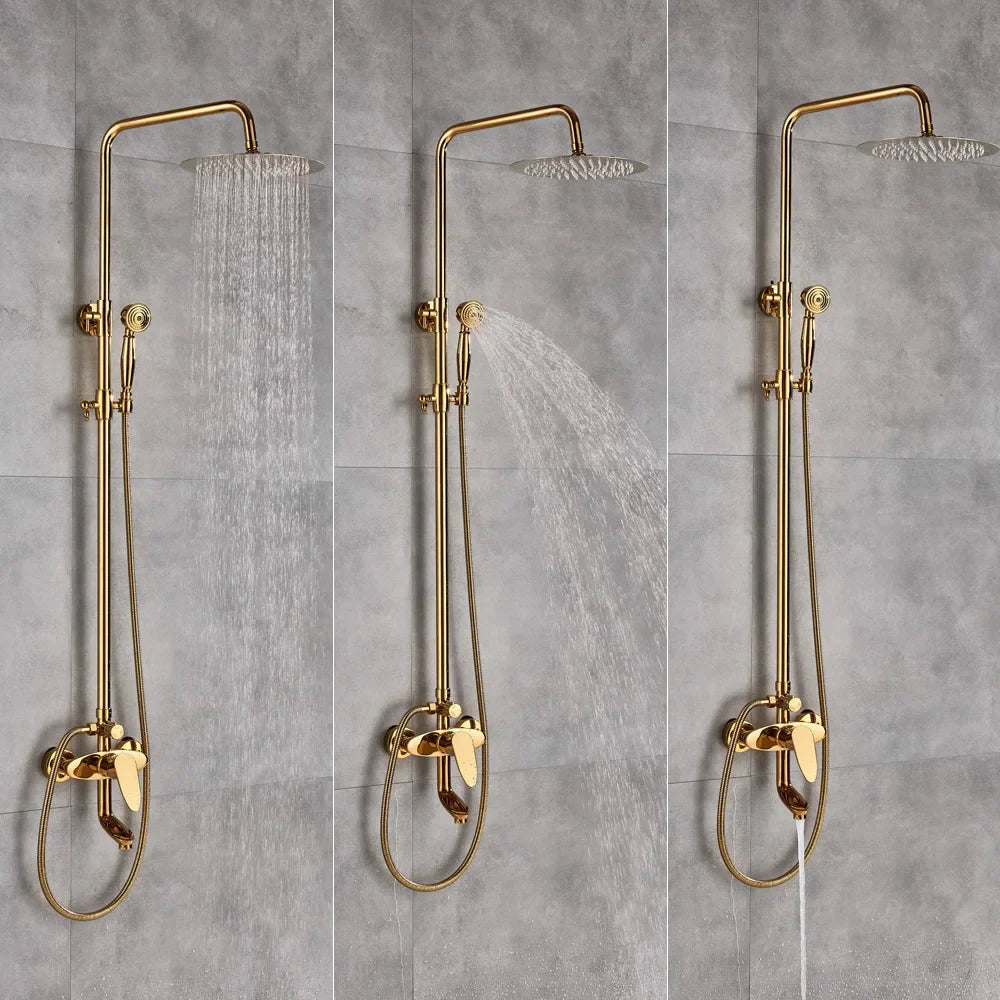 DecorBites™ Dual Handle Brass Bathtub Shower Faucet Set with 8" Rainfall Shower Head