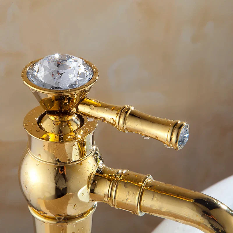 DecorBites™ Gold Brass Single Handle Bathroom Mixer Taps for Counter top Basin