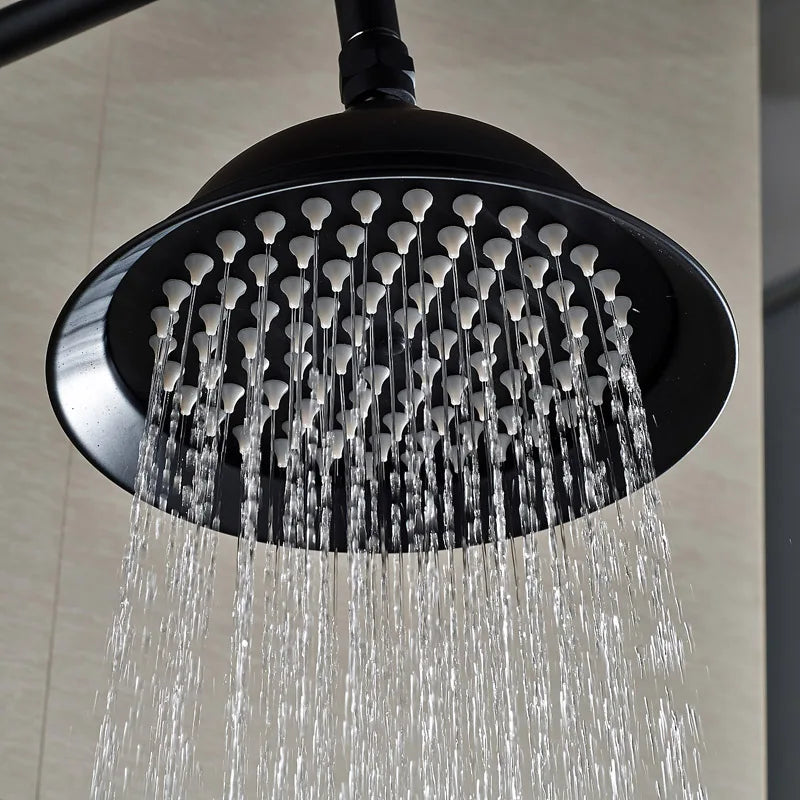 DecorBites™ Black Bronze Rainfall Shower Faucet Set with 8" Head for Wall Mount