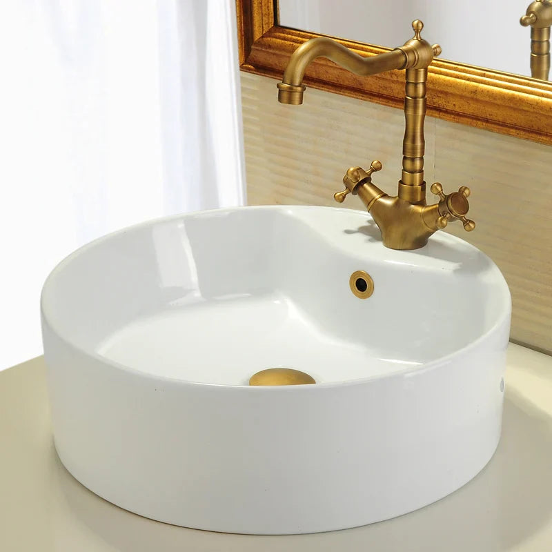 Decorbites™ Gold Messing Waschbecken-Überlaufabdeckung Sechs-Fuß-Ring-Einsatz - Badezimmer-Waschbecken-Armatur