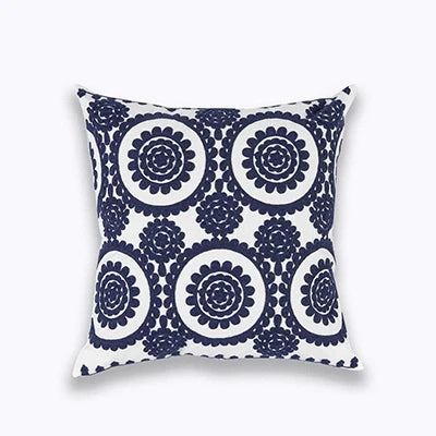DecorBites™ Blue Zigzag Geometric Embroidered Cushion Cover 45x45cm