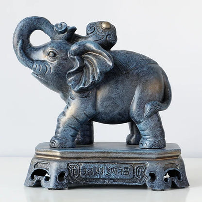 DecorBites™ Elephant Couple Resin Statue for Living Room Office Tabletop Ornament