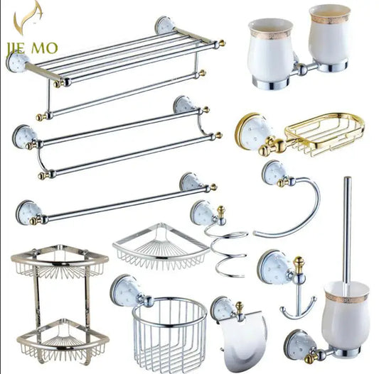 DecorBites™ Bathroom Hardware Set: Toilet Paper, Roll Holder, Brush Holder, Coat Hook