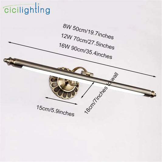 DecorBites™ Bronze LED Bathroom Mirror Wall Lamp 90cm Vintage Vanity Sconce