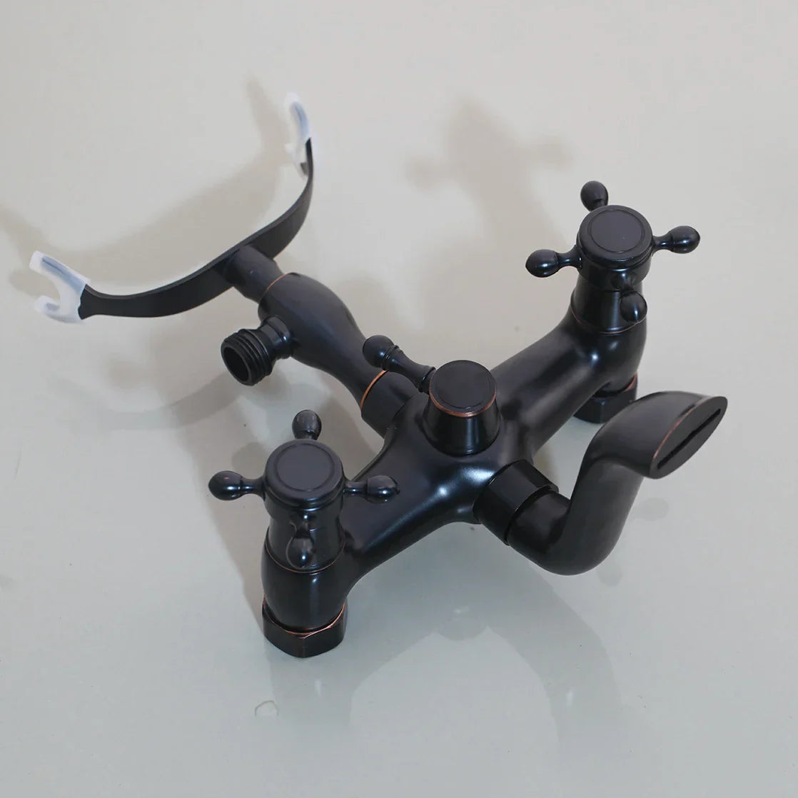 DecorBites™ Black Bathtub Faucet with Hand Shower Dual Handles Oil Rubbed Bronze