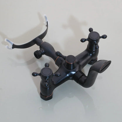 DecorBites™ Black Bathtub Faucet with Hand Shower Dual Handles Oil Rubbed Bronze