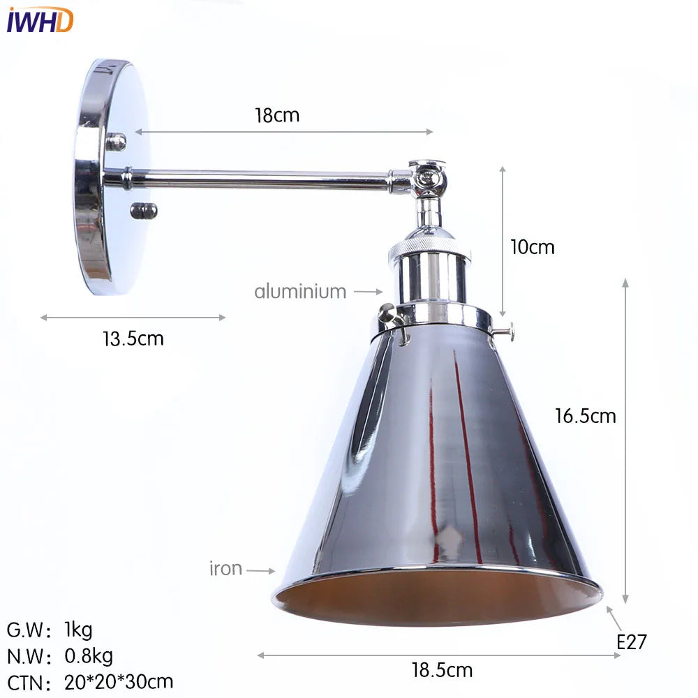 Decorbites™ Lámpara de Pared LED Antigua Dorada de Hierro Estilo Retro Industrial Vintage Wandlamp