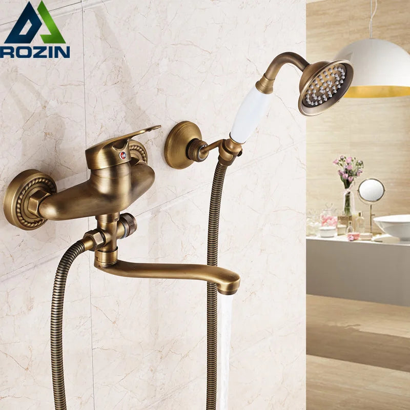DecorBites™ Brass Long Nose Shower Faucet Wall Mount Single Handle Mixer Tap