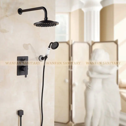 DecorBites™ Black Antique Bath Rain Shower Wall Concealed Faucet Set