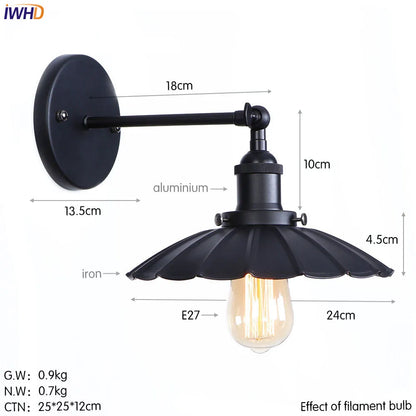 Decorbites™ Lámpara de Pared LED Antigua Dorada de Hierro Estilo Retro Industrial Vintage Wandlamp