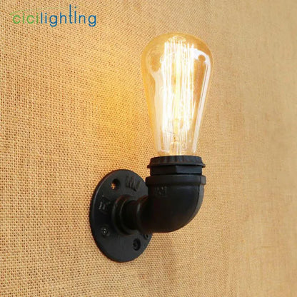 DecorBites™ Steampunk Loft Pipe Wall Lamp Black Brown Bronze Silver Industrial Lighting