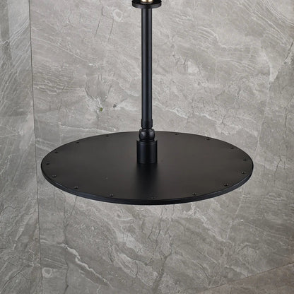 DecorBites™ 16" Black Round Brass Ceiling Mounted Large Rain Shower Head Faucet