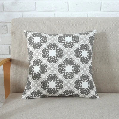 DecorBites™ Grey Pink Geometric Embroidered Cushion Cover, 45x45cm