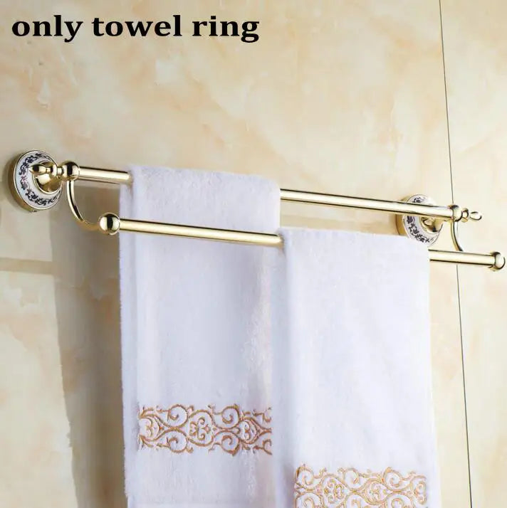 Juego de accesorios de baño DecorBites™ de porcelana pulida dorada para artículos esenciales de baño