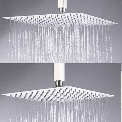 DecorBites™ 12-Inch Stainless Steel Square Rainfall Shower Head - Chrome Luxury Bathroom Fixture