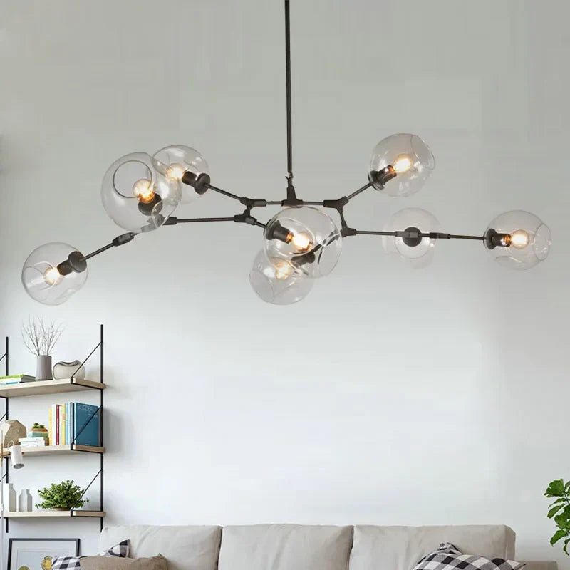 DecorBites™ Industrial Globe Glass Chandelier, Modern Minimalist Design, E27 Lamps