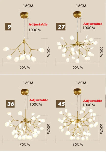DecorBites™ LED Branch Chandelier: Heracleum Lustre Salon Lighting for Kitchen, Bar, and Restaurant