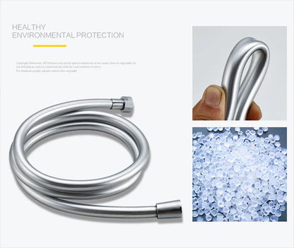 DecorBites™ High Pressure PVC Shower Hose with Handheld Head - Silver & Golden Smooth Design