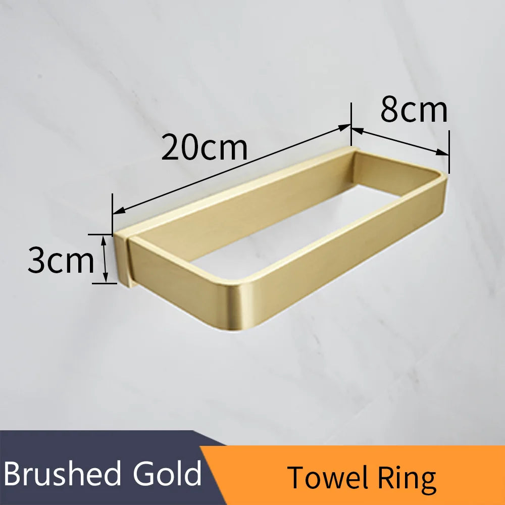 DecorBites™ Gold Bath Hardware Set: Towel Ring, Toilet Brush Holder - WF-552200