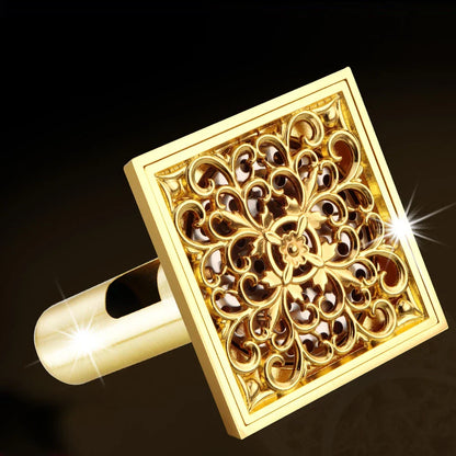 DecorBites™ Golden Square Floor Waste Drain 4cm, Luxury Bathroom Shower Grate 10cm * 10cm