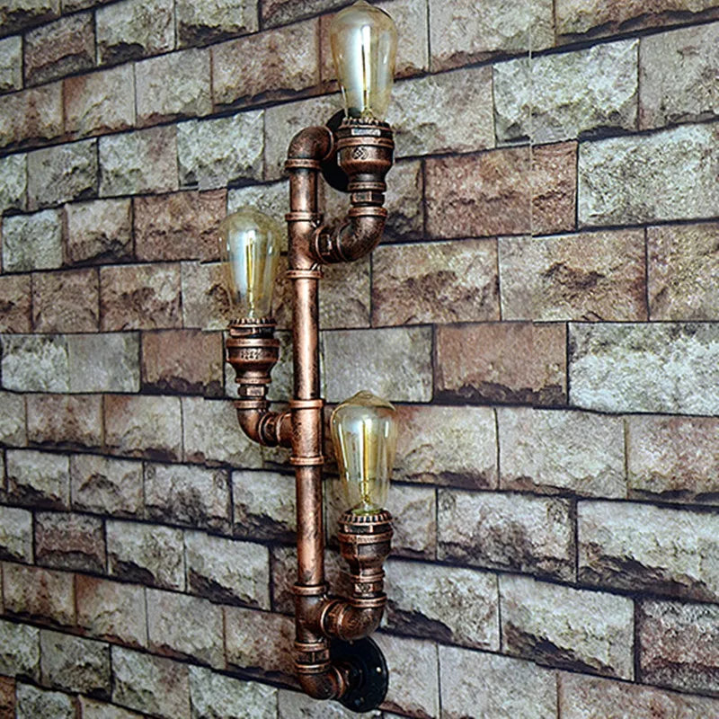 DecorBites™ Industrial Iron Pipe Wall Sconce: Loft Decor, Steampunk Lamp for Living Room