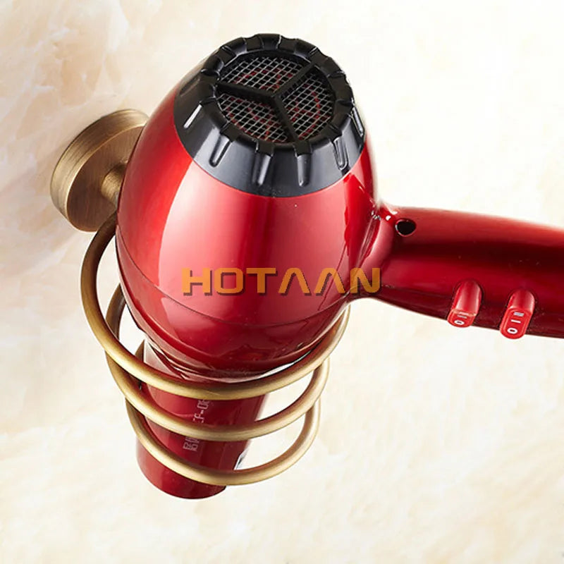 DecorBites™ Brass Hair Dryer Holder Stand Rack Shelf - Solid & Anti-Rust