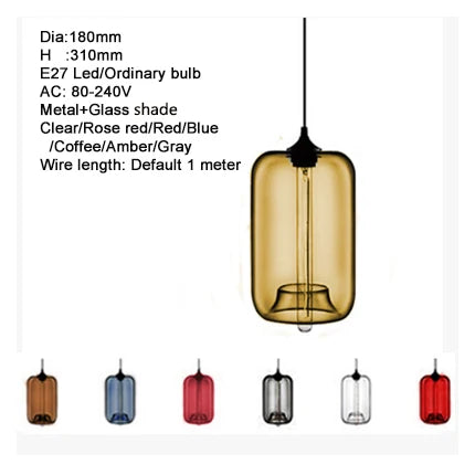 Decorbites™ Glas-Schalen-Pendant-Lampen: Moderne bunte E27 Hänge-Lampen für Küche, Wohnzimmer, Schlafzimmer.